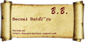 Becsei Balázs névjegykártya